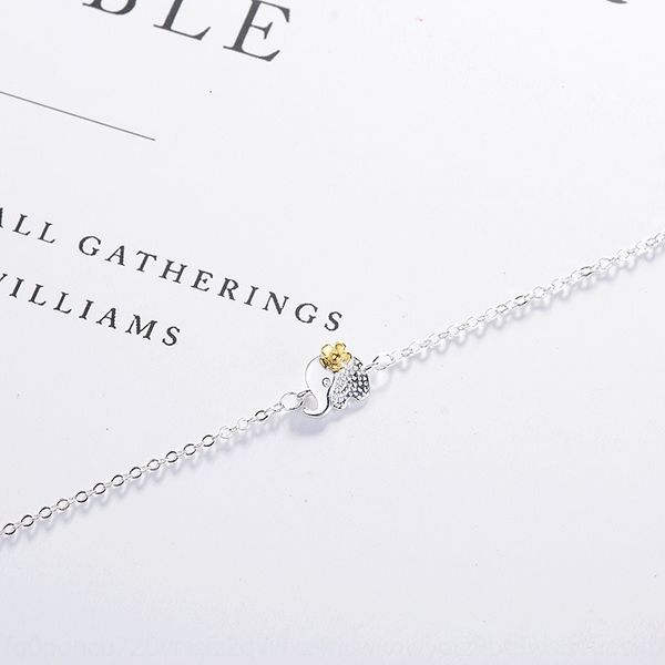 

sterling egg s925 0oljr thai women's small and delicate hipster elephant flower silver bracelet, Black