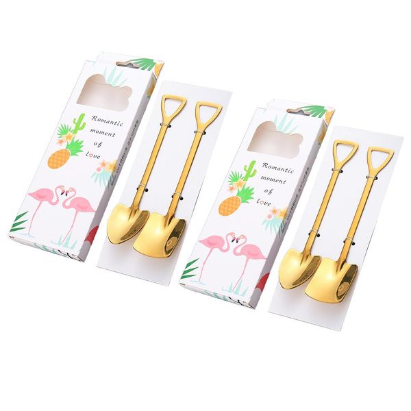 

2 box christmas gift spoon stainless steel coffee spoon shovel kids ice spoon christmas tableware new year gift h jllqpf