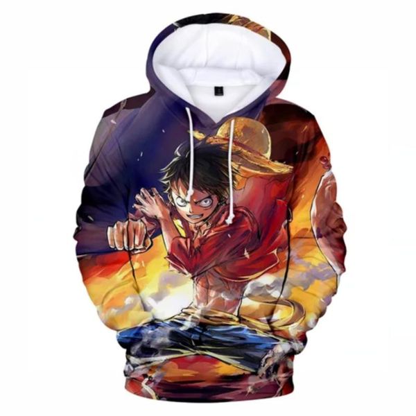 

personality 3d anime one piece hoodies sweatshirts print sweatshirts men/women hooded boys/girls long sleeve teenage sport, Black