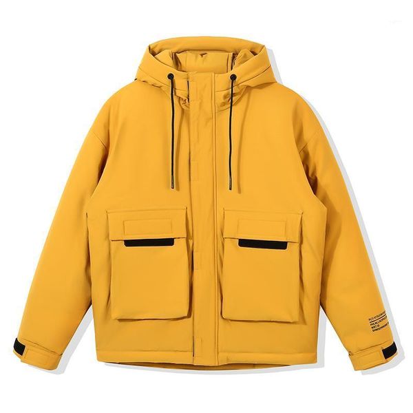 

new fashion warm thick waterproof jackets men winter streetwear parka coats outwear windproof hat snow overcoat men clothes1, Black