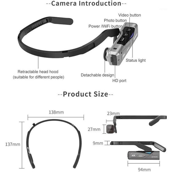 

ordro ep7 4k video sport camera digital camcorder uhd 30fps head wearable anti-shake ip65 waterproof camera with remote1