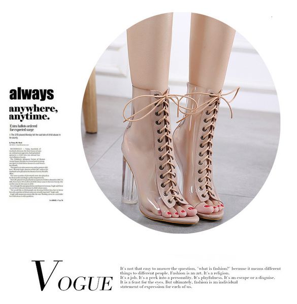 

2021 new high heels transparent thick heel shop night from and europe stars same as the women boots. 0xh0, Black