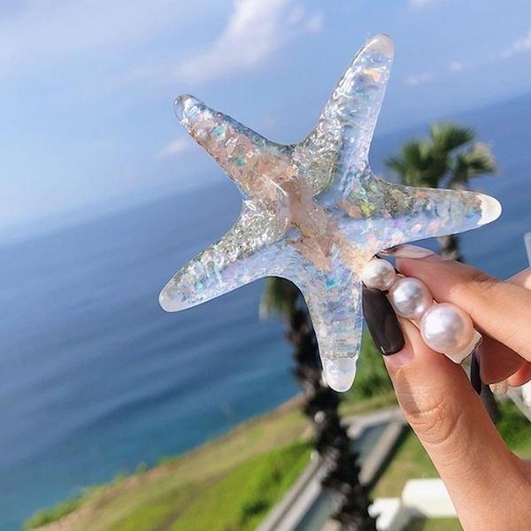 

hair clips & barrettes 2021 fashion imitation pearl starfish hairpin female girl accessories, Golden;silver