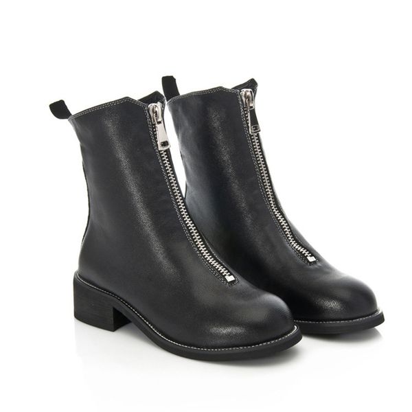 

fashion banquet woman's dress leather boots med heels black shoes vitage cowboy boot ankle mujer bottine femme fmfn