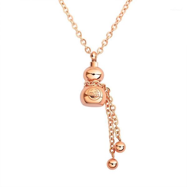 

pendant necklaces aenine fashion rose gold gourd necklace female titanium steel short clavicle chain accessories collier an192111, Silver