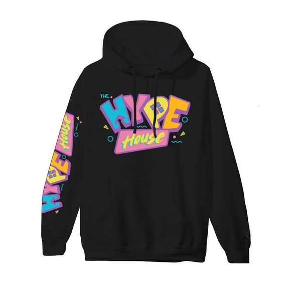 

the hype house cool hoodies sweatshirt 2020 new harajuku logo streetwear women men long sleeve casual winter hooded full print, Black