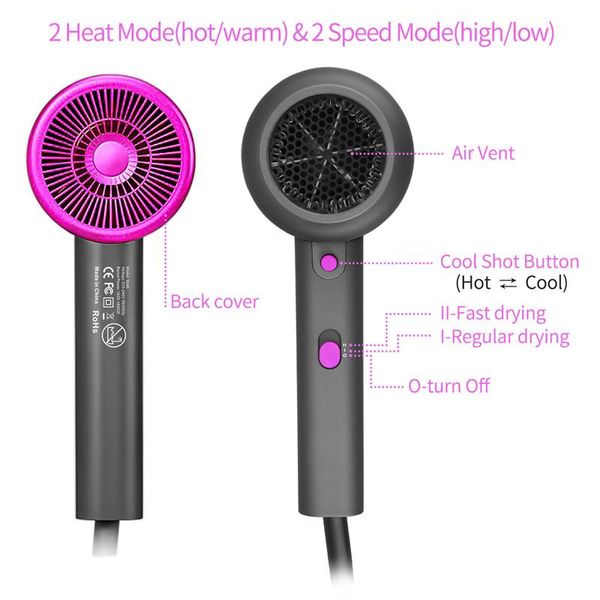 

ckeyin 1800w отрицательные ионные фен 2 настройки тепла профессиональный салон фен с низкой шумом сильный ветер фен установите h wmtixt