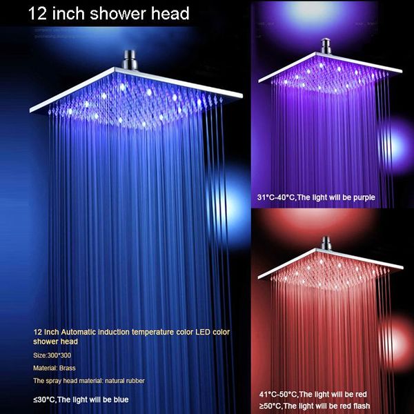 

square chrome brass led shower head 8 10 12 16 inch rainfall shower faucet and shower arm bbyrov