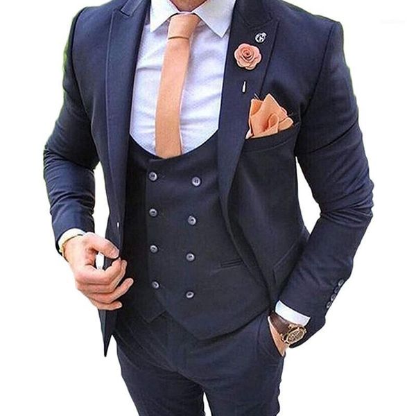 

men's suits & blazers men's slim fit double breasted blazer 3 pieces jacket pants sets wedding groom tuxedos costume homme mariage, White;black