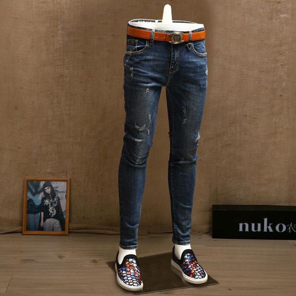 

skinny fashion ripped mens jeans streetwear blue jean pants for men psmj711