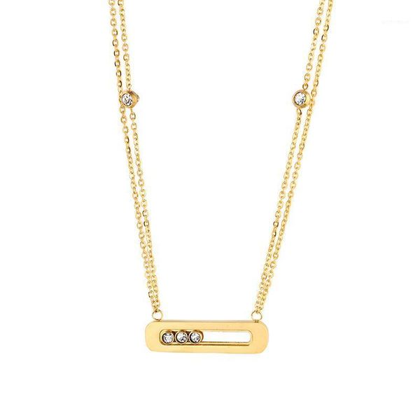 

chains stainless steel women charming chain necklace rose gold color 45cm length cz rhinestones necklaces girl jewellery1, Silver