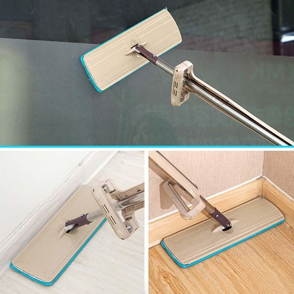 

плоская швабра бесплатная рука мойка из нержавеющей стали ручка спин спина швабры домашний дом офис чистящий инструмент микрофибр пола кухон