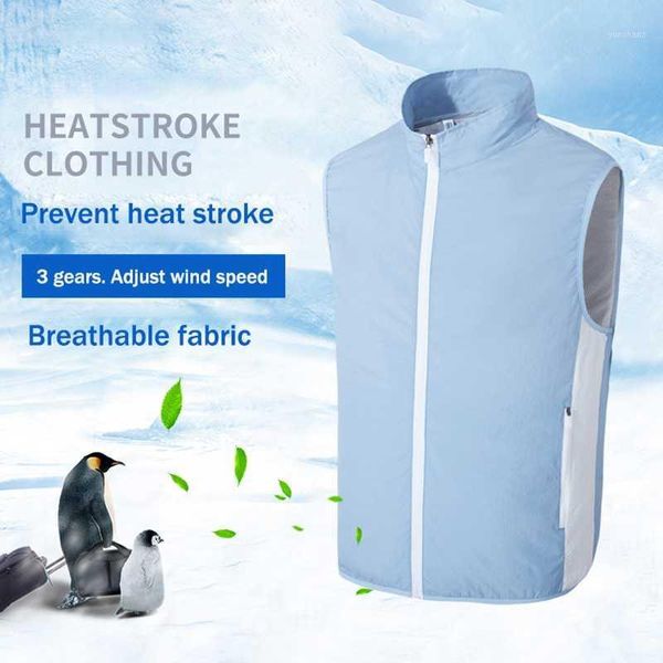 

outdoor t-shirts usb fan hiking vest summer riding sunscreen fishing cycling high temperature work outdoors breathable men/women, Gray;blue
