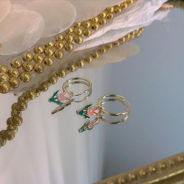 

aomu 1pc 2020 мода маленькая маргаритка tulip цветок старинные металлические золотые цветные кольца для женщин вечеринка ювелирные изделия п, Silver