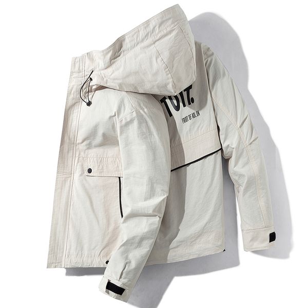 

spring and autumn new jacket men's tide hooded loose handsome all-match clothes thin casual jacket, Black;brown