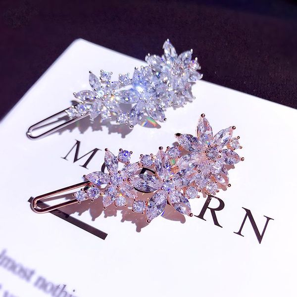 

3 zircon flower hairpin ladies hairpin girl headdress b00303, Golden;silver