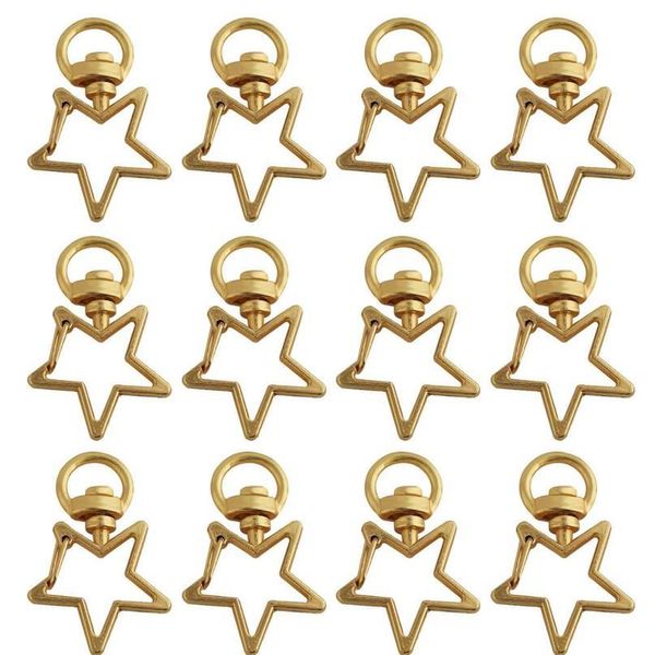

10pcs cute star hollow key chain key ring keychain star lobster clasp buckle clasp diy jewelry making keychain jewelry qylkyl