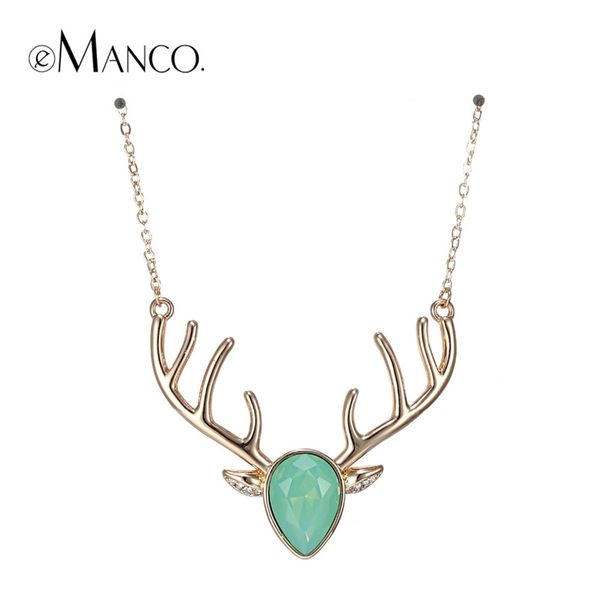 

emanco 5color trendy exquisite kawaii christmas deer choker necklace & pendant for women green crystal opal copper party jewelry y200323, Silver