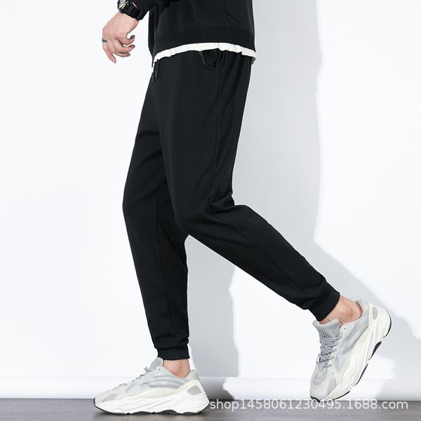 

sportswear men's trendy autumn casual cotton necked leggings knitted loose basketball pants, Black