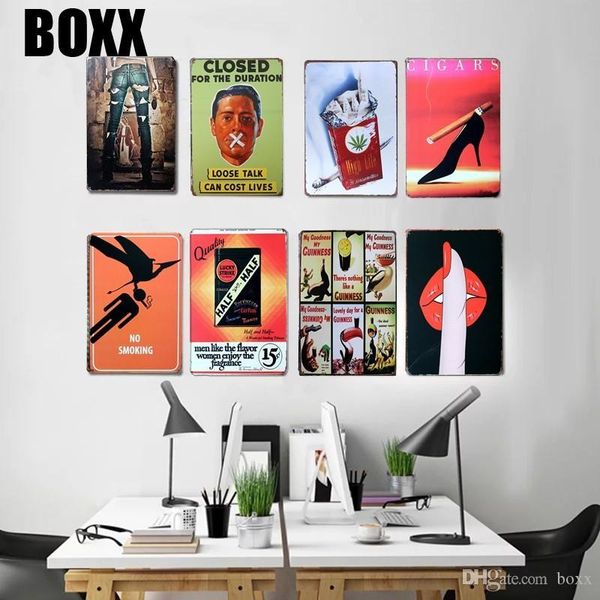 

2020 no smoking painting vintage tin sign bar pub home wall decor retro metal art poster hot
