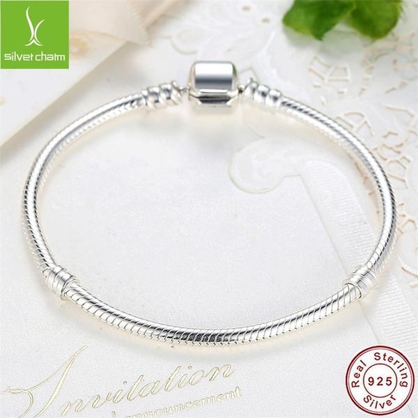 

luxury 100% 925 sterling silver chain charm essential bracelet bangle for original women s925 bracelet wedding engagement gift 201211, Black