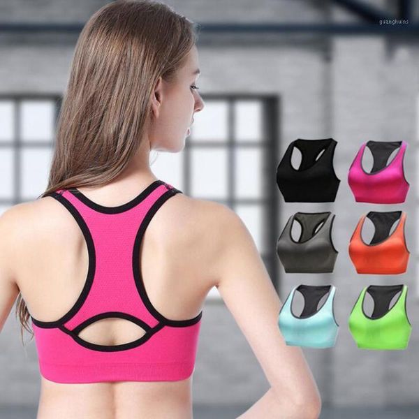 

gym clothing women's shockproof sports bra padded support yoga breathable running workout sport fitness seamless bras1, White;black