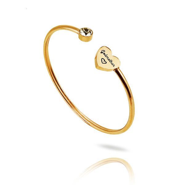 

heart godmother cuff god open bracelet crystal bangle for women, Black