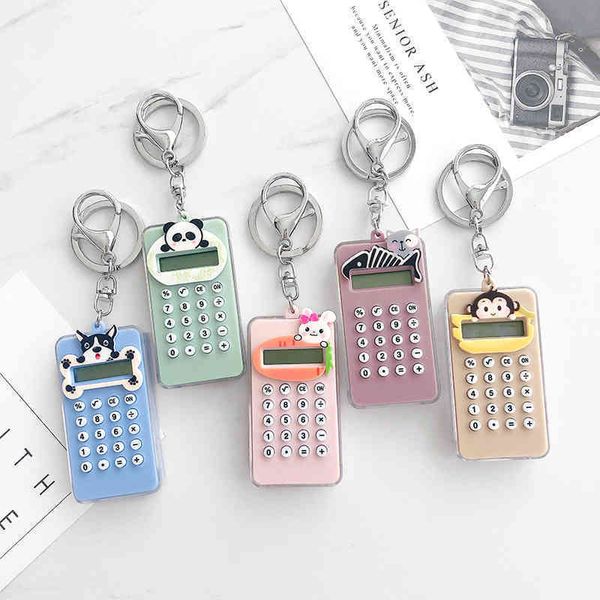 Mini Plastice Plastic Key Ring, портативный мультфильм, милый, карманный калькулятор, офисные принадлежности, студенческие канцелярские товары