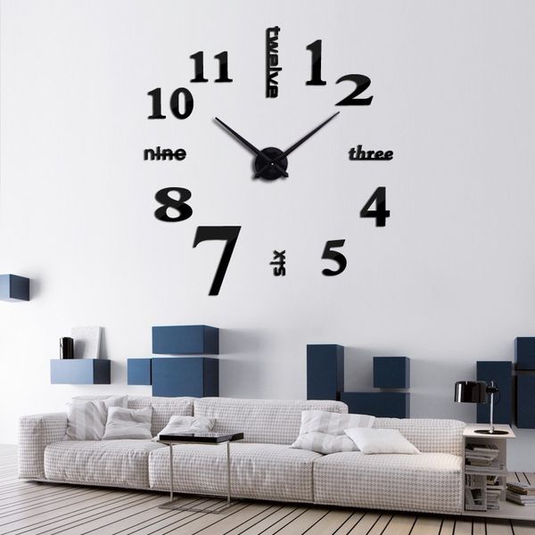 3D Quarz Modernes Design Echt Große Acryl Uhren Spiegel Wandaufkleber Große Dekoration Uhr Für Zuhause Wohnzimmer Y200407