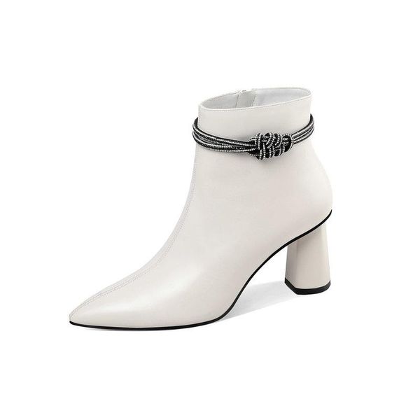 

boots 2021 fashion high heels women's genuine leather winter arrival shoes night club woman, Black