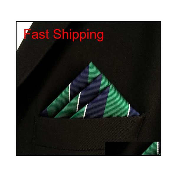 

yh27 navy green striped hanky silk cl qylsgg mj_fashion, Blue;white