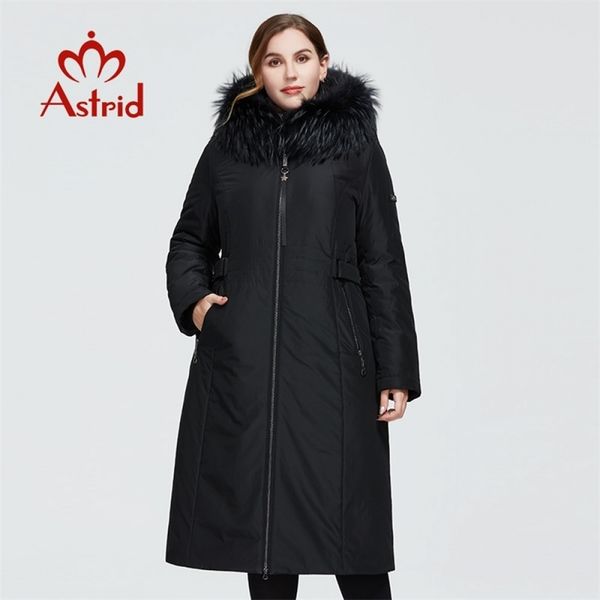 

astrid new winter women's coat women long warm parka fashion jacket with raccoon fur hood large sizes female clothing 3570 201217, Black