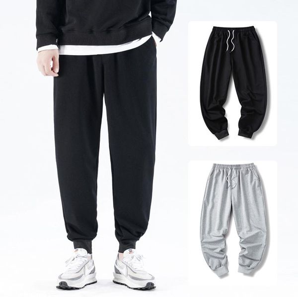 

men's pants sports fo man casual trousers knitted pure cotton loose sweat mens running, Black