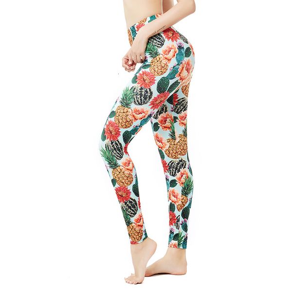 

9292 japanese korean spring and autumn fresh tropical fruit pine cactus flower women's casual pants, Black
