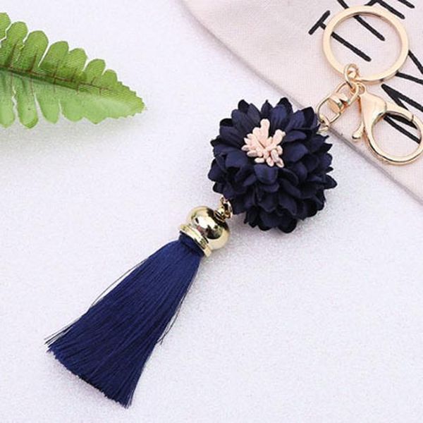 

new flower women with tassel key chain golden fashion key ring women bag pendant car keychain for women gl5037 h wmtazp, Silver