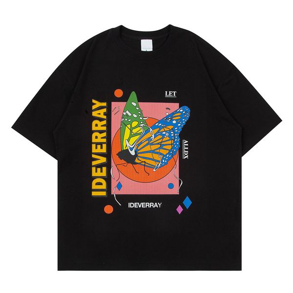 

butterfly t-shirt men women round neck oversized men's tshirts hiphop tee shirts man cloth, White;black