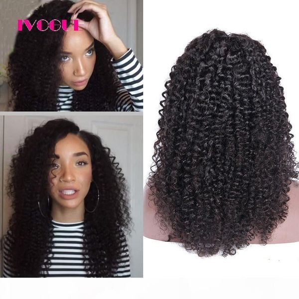 

grade 6a kinky curly full lace wig virgin mongolian human hair lace front wig jerry curl glueless lace wig with baby hair, Black;brown