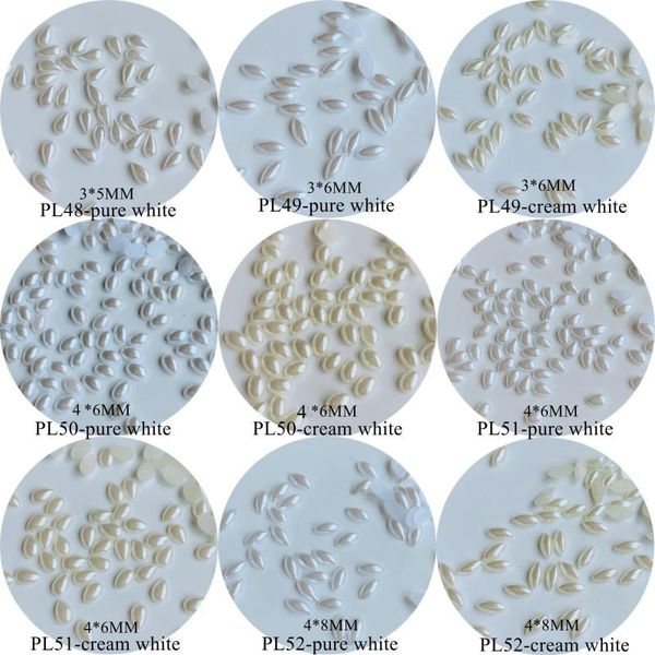 

nail art decorations 100pcs different shapes flat-back pearl drop oval rice shape decoration, Silver;gold