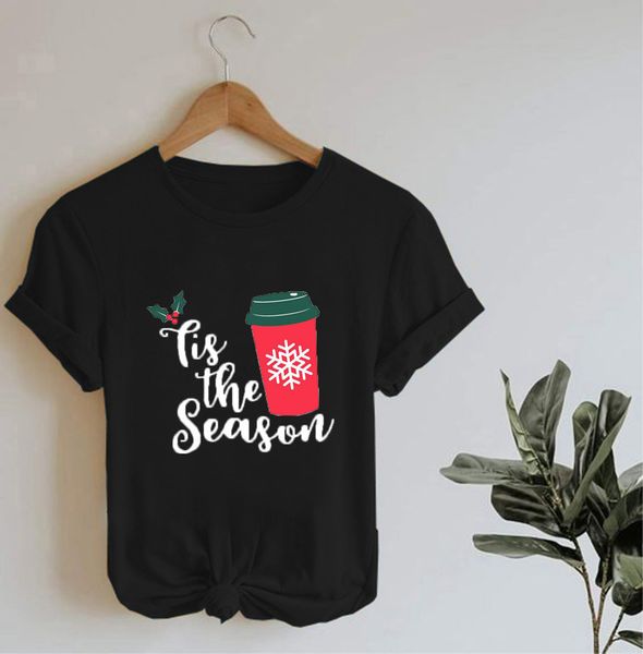 

2020 new design t-shirt for womens mens merry christmas short sleeves coffee tshirts milk fiber party clothes, White