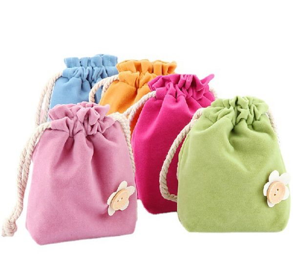 

cute flower pattern durable reusable candy color bag travel small pouch drawstring gift craft storage bag