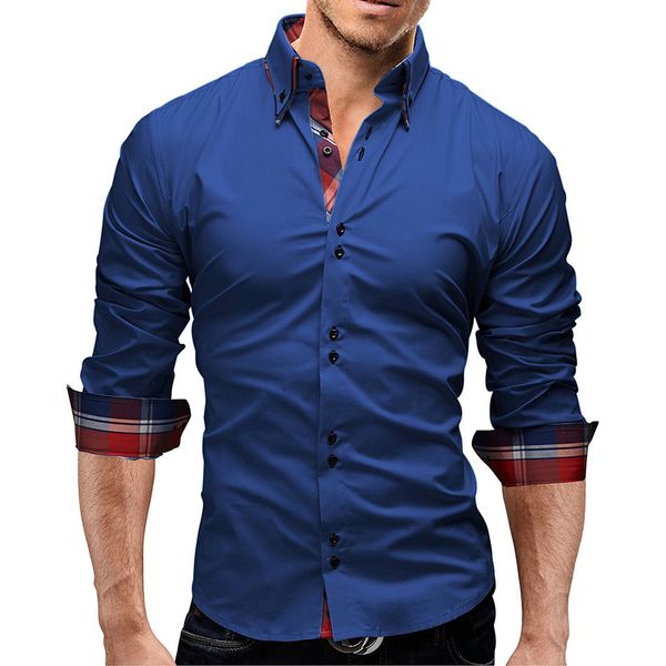 

men 2019 spring new brand business men's slim fit male long sleeves casual shirt camisa masculina size -3xl, White;black