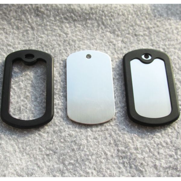 

50*29mm military + rubber silencer, 100sets/lot fashion men pendants blank army dog tags wholesale