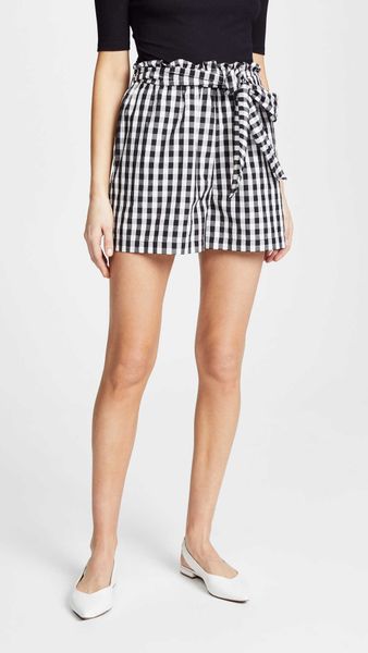 

summer new women's shorts plaid casual pants, White;black