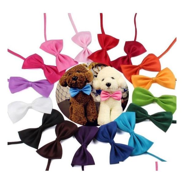 

adjustable pet dog bow tie neck accessory necklace collar puppy bright color pet bow mix color pure color necktie yp914 xxiny