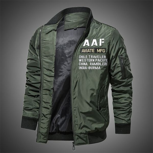 Jaqueta Bomber Homens Carta Outono Lightweight Bomber Jaqueta Casual Casaco Militar Estilo Piloto Casaco Slim Fit Windbreaker Plus Size 201120