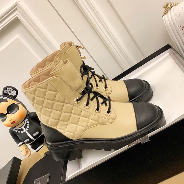 

new paris brands socialite booties women martin boot plaid rhombu stitching cowskin leather boots vintage luxurys designers shoes, Black