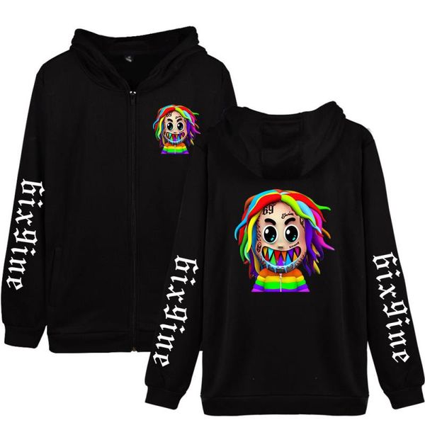 

hoodies oversized new album gooba hoodie 2020 long 6ix9ine women/men zipper sleeve sweatshirt tekashi69 casual clothes grusl, Black