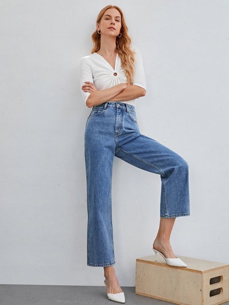 

motf premium 100% cotton bootcut jeans h4bo#, Blue