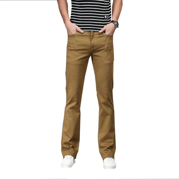 

men's micro-flare denim trousers korean version of elastic casual flared pants green flared jeans size 28-38, Blue