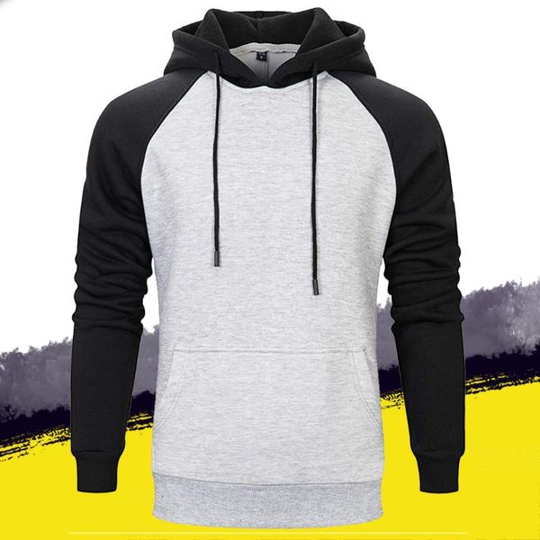 

mens hoodies autumn fleece hoodies men thick warm sweatshirts sports patchwork color sweatshirts winter men, Black
